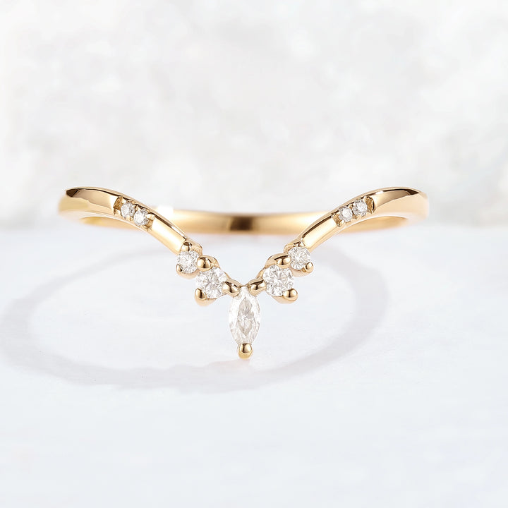 Chevron Moissanite Rose Gold Stacking Ring