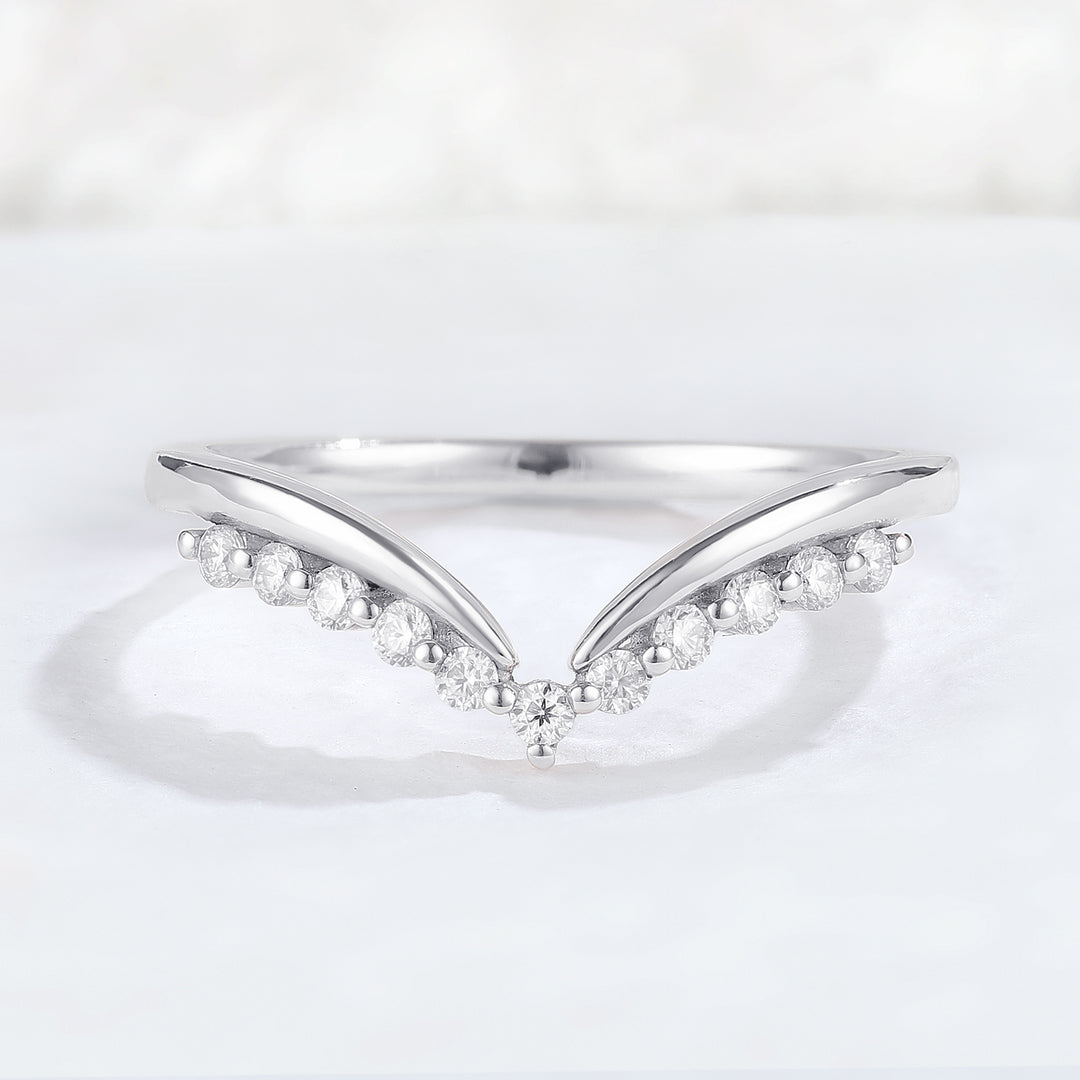 Classic Curve Round Moissanite 14k Rose Gold Stacking Ring