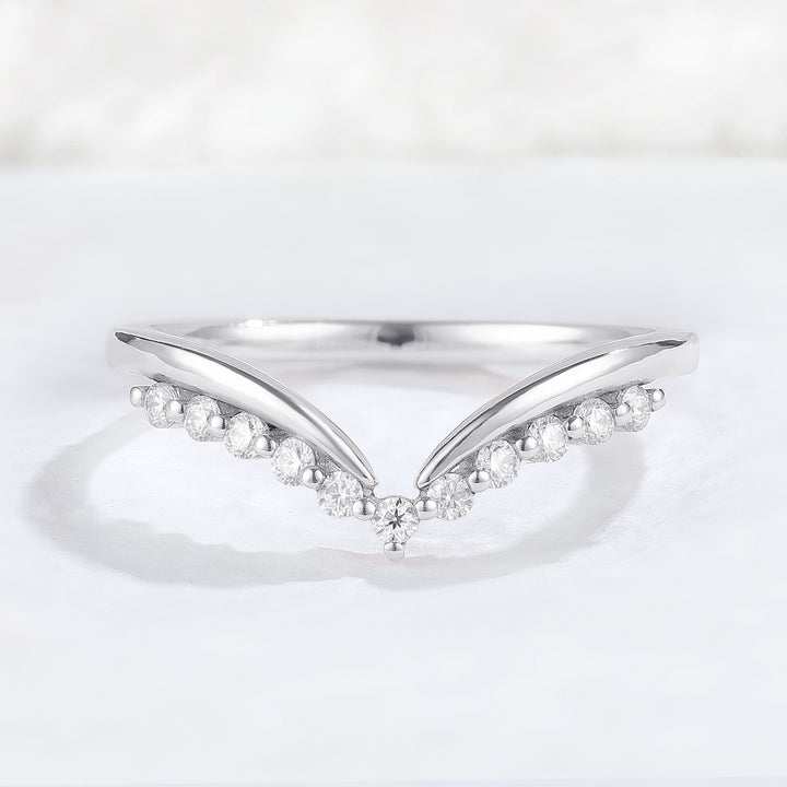 Classic Curve Round Moissanite 14k Rose Gold Stacking Ring