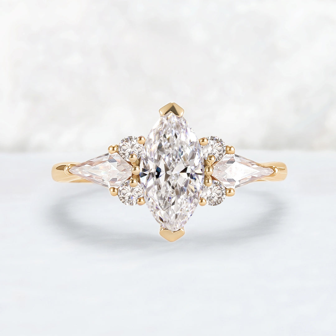 Cluster 1.0 Carat Marquise Certified Lab Diamond Ring in 14K Rose Gold