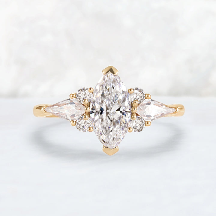 Cluster 1.0 Carat Marquise Certified Lab Diamond Ring in 14K Rose Gold