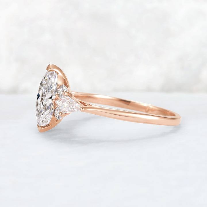Cluster 1.0 Carat Marquise Certified Lab Diamond Ring in 14K Rose Gold
