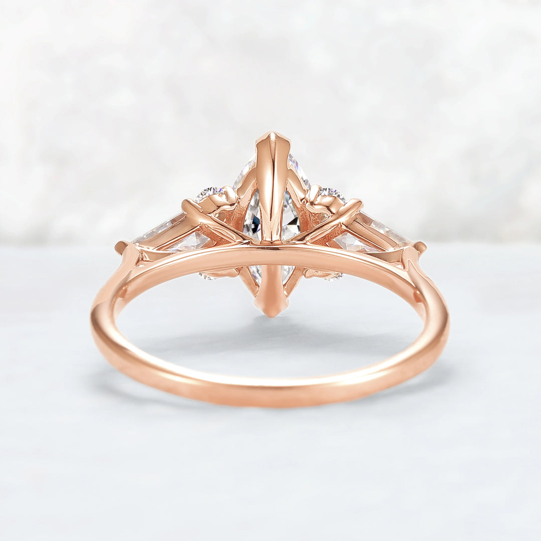 Cluster 1.0 Carat Marquise Certified Lab Diamond Ring in 14K Rose Gold