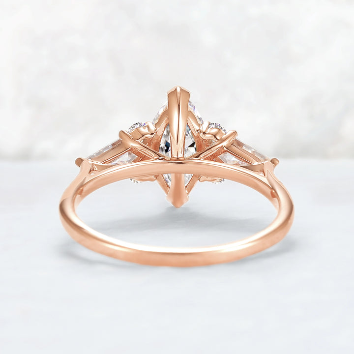 Cluster 1.0 Carat Marquise Certified Lab Diamond Ring in 14K Rose Gold