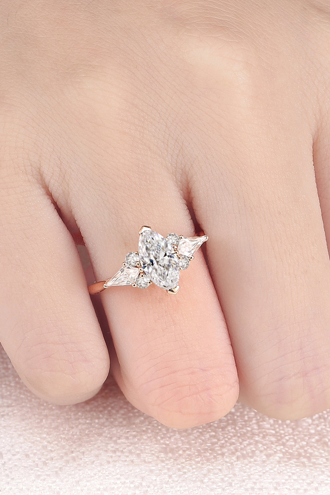 Cluster 1.0 Carat Marquise Certified Lab Diamond Ring in 14K Rose Gold