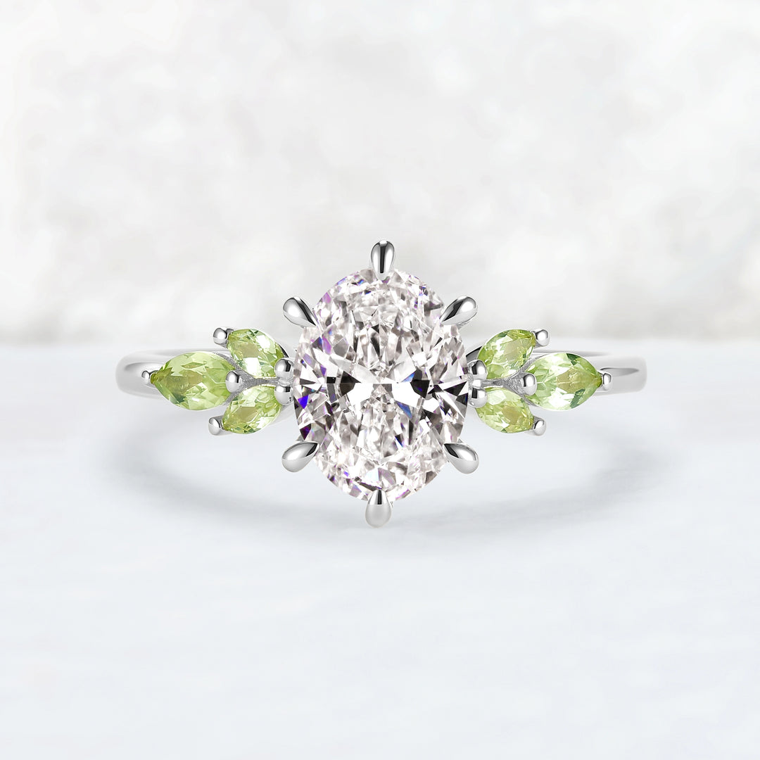 Cluster 1.5ct Oval Certified Lab Diamond Ring in 14K Yellow Gold