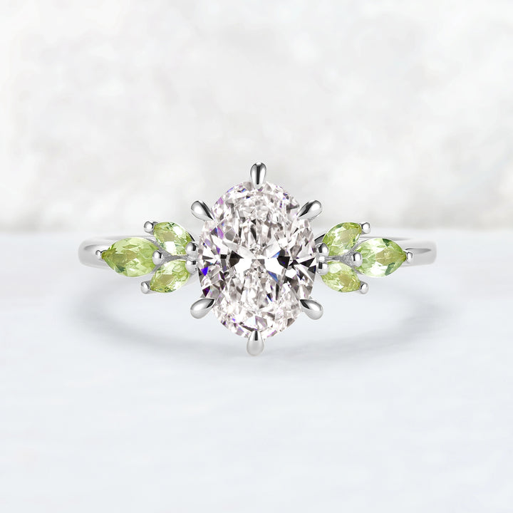 Cluster 1.5ct Oval Certified Lab Diamond Ring in 14K Yellow Gold