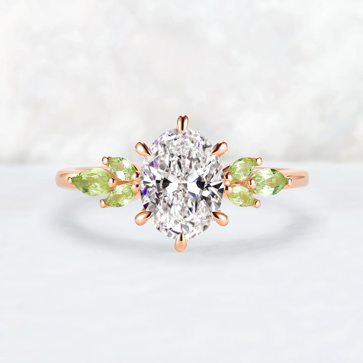 Cluster 1.5ct Oval Certified Lab Diamond Ring in 14K Yellow Gold