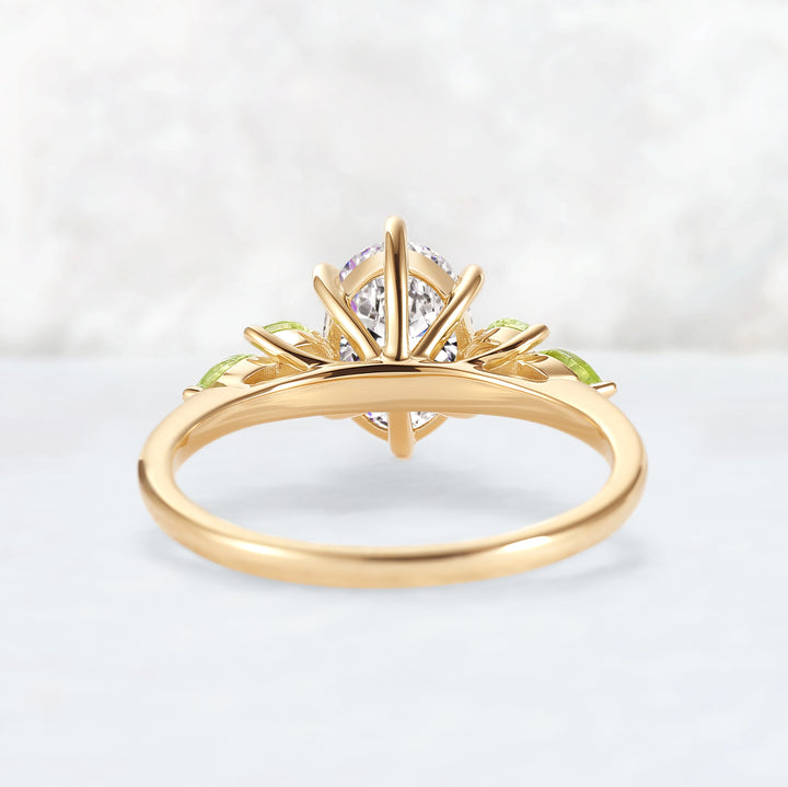 Cluster 1.5ct Oval Certified Lab Diamond Ring in 14K Yellow Gold