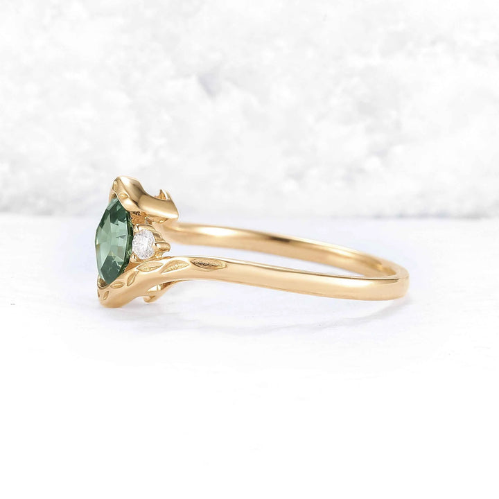 Cluster Asscher Cut  Cornflower Sapphire Gemstone Ring