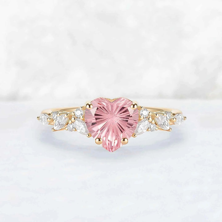 Eternal Knot Heart-Shaped Pink Sapphire Ring