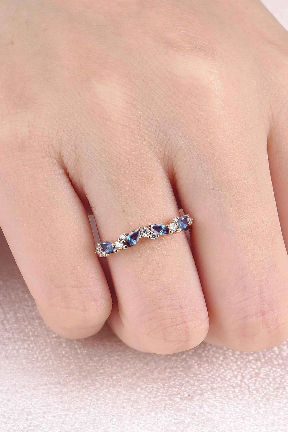 Unique Marquise Cut Alexandrite Twig Ring Arm Stacking Ring