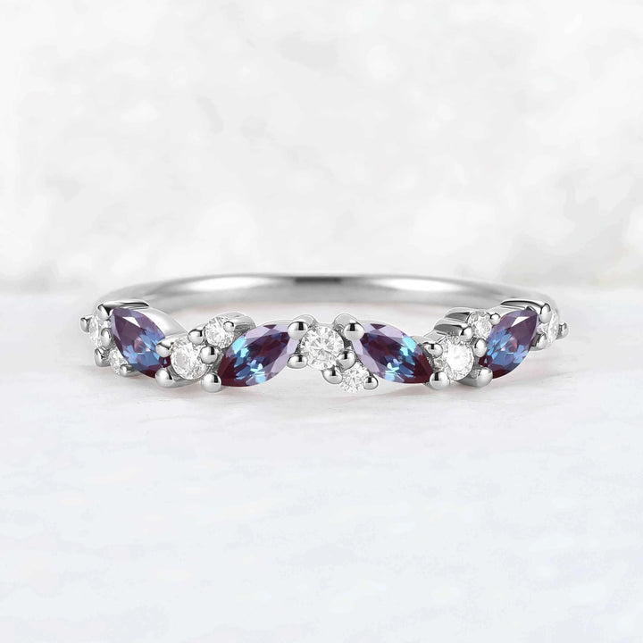 Unique Marquise Cut Alexandrite Twig Ring Arm Stacking Ring