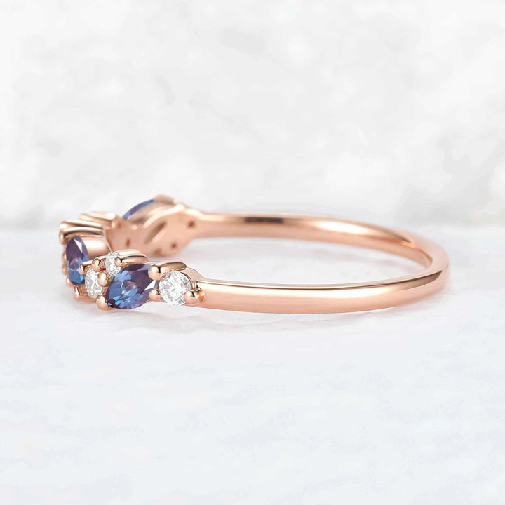 Unique Marquise Cut Alexandrite Twig Ring Arm Stacking Ring