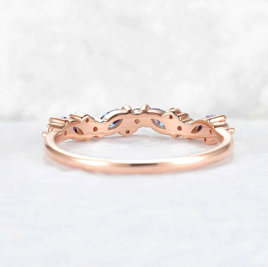 Unique Marquise Cut Alexandrite Twig Ring Arm Stacking Ring