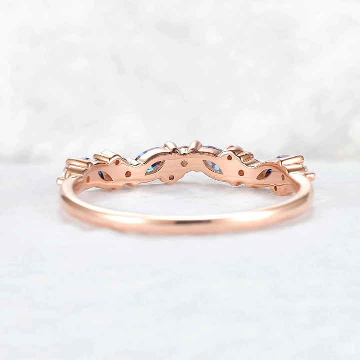 Unique Marquise Cut Alexandrite Twig Ring Arm Stacking Ring
