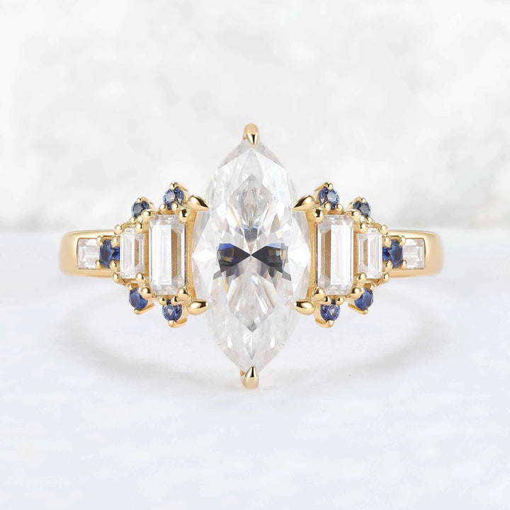 Nature Inspired Marquise Cut Moissanite Gemstone Ring