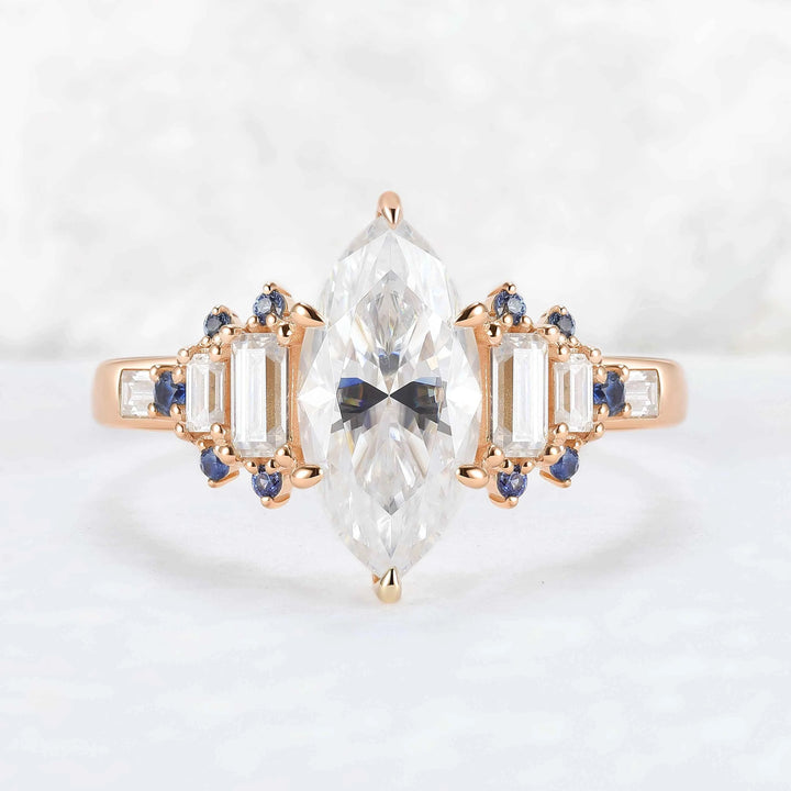 Nature Inspired Marquise Cut Moissanite Gemstone Ring