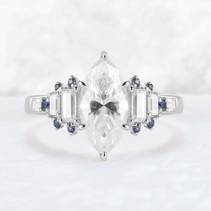 Nature Inspired Marquise Cut Moissanite Gemstone Ring