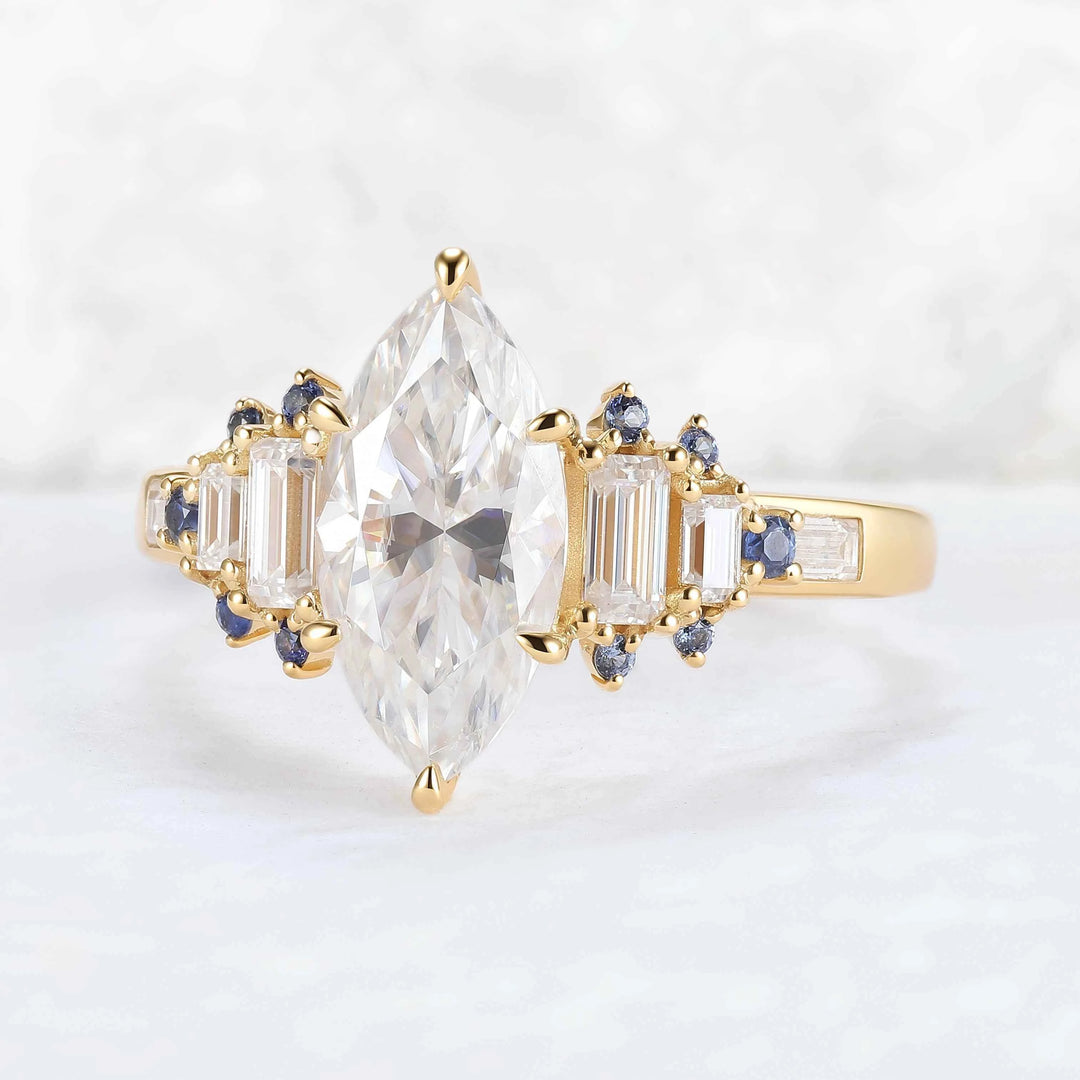 Nature Inspired Marquise Cut Moissanite Gemstone Ring