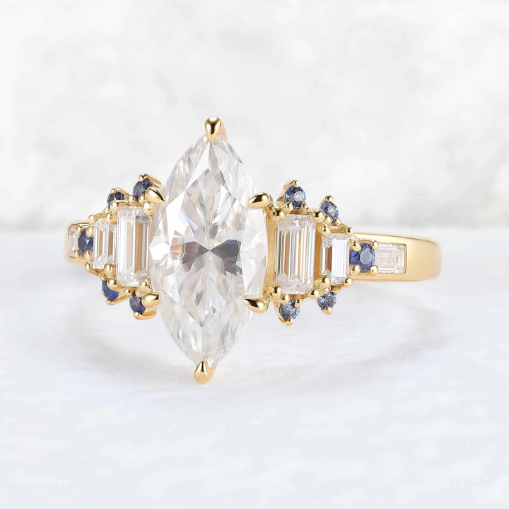 Nature Inspired Marquise Cut Moissanite Gemstone Ring