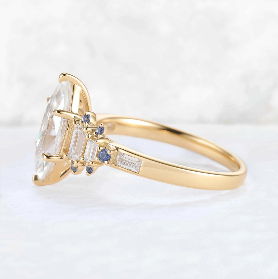Nature Inspired Marquise Cut Moissanite Gemstone Ring