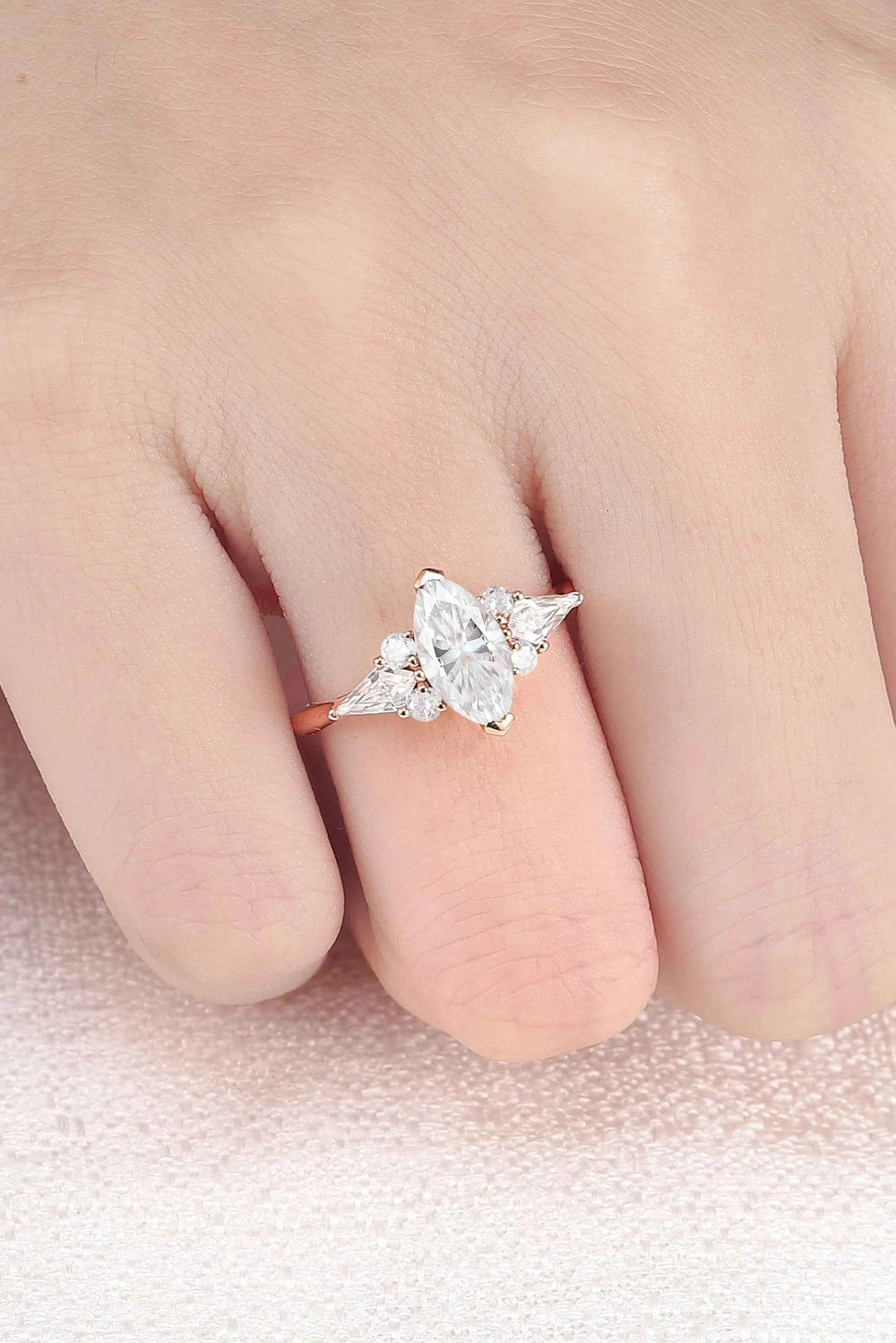 Cluster Marquise Cut Green Sapphire Seven Gemstone Ring