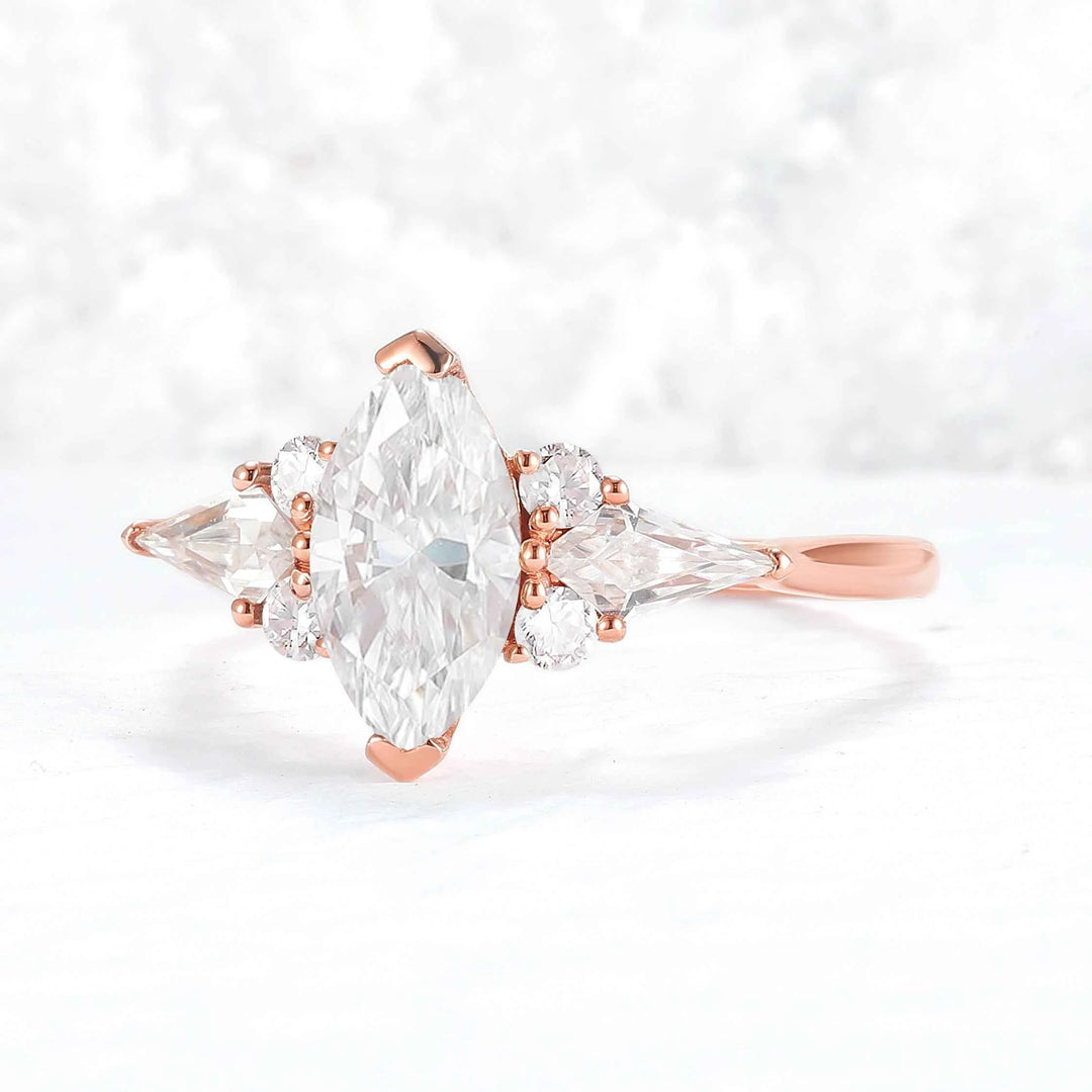 Cluster Marquise Cut Green Sapphire Seven Gemstone Ring