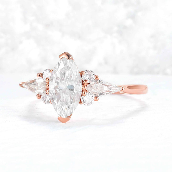 Cluster Marquise Cut Green Sapphire Seven Gemstone Ring