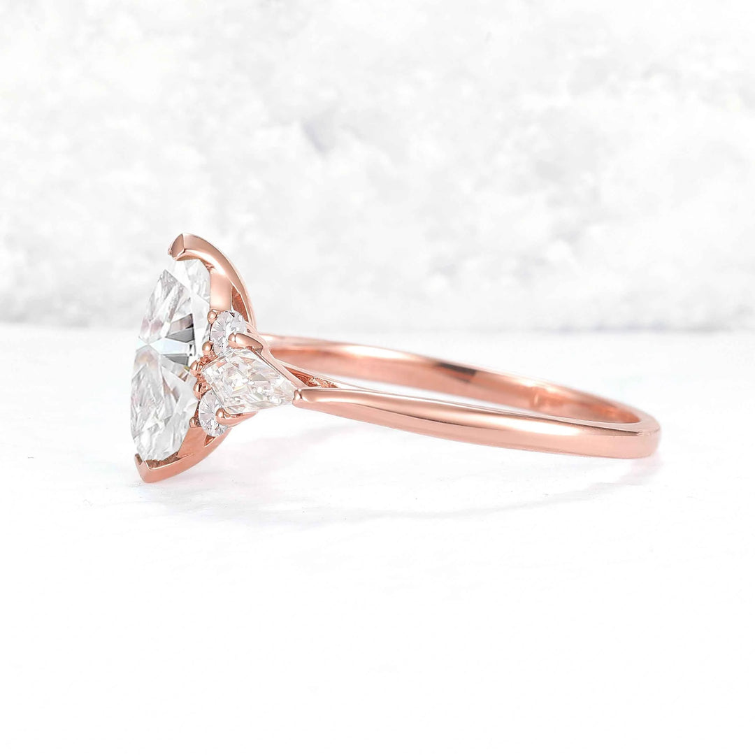 Cluster Marquise Cut Green Sapphire Seven Gemstone Ring