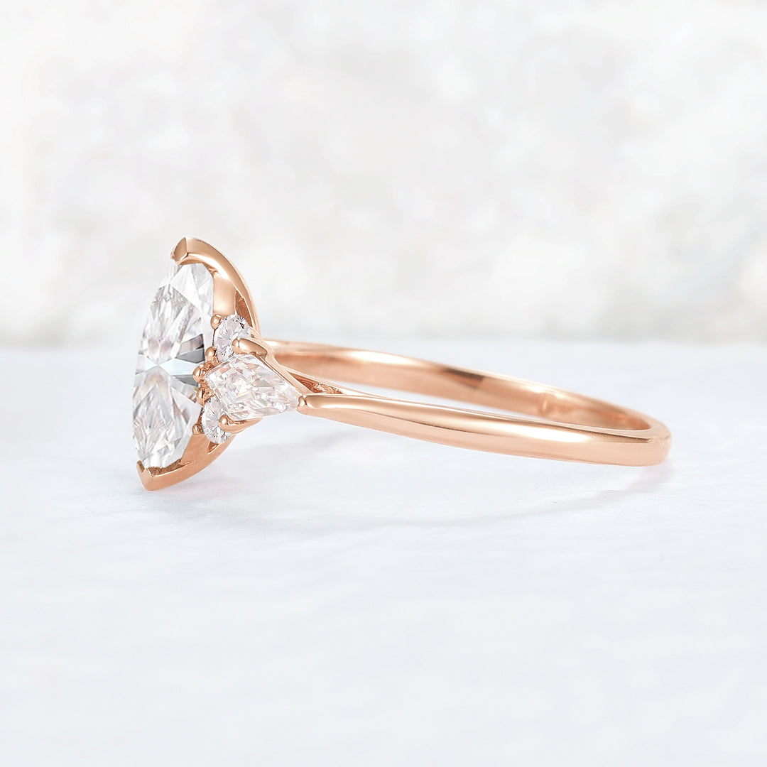 Cluster Marquise Cut Moissanite Seven Gemstone Ring