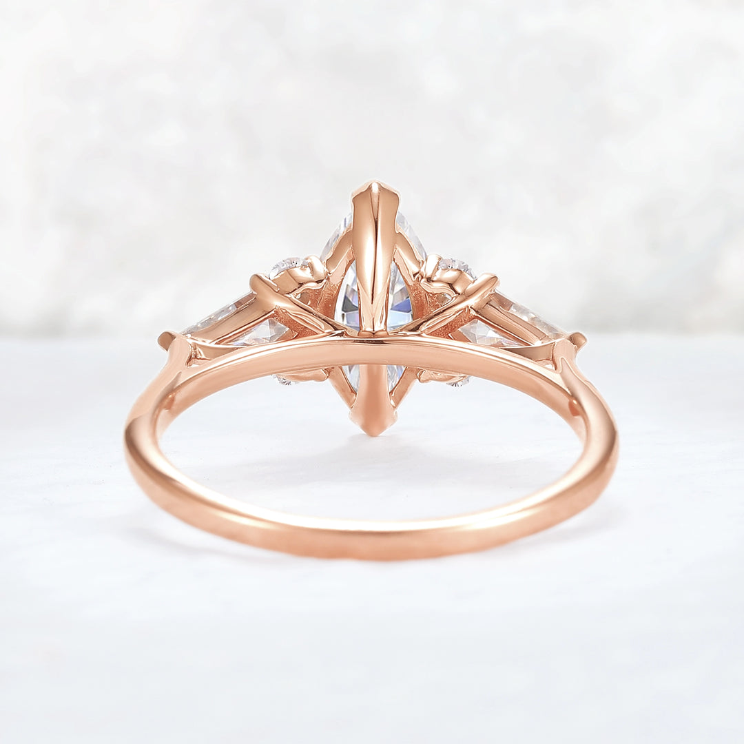 Cluster Marquise Cut Moissanite Seven Gemstone Ring