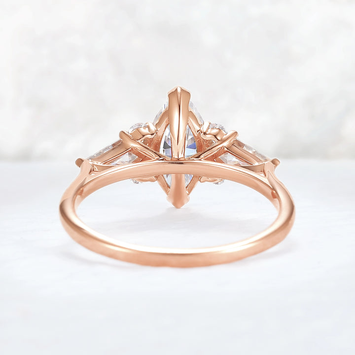 Cluster Marquise Cut Moissanite Seven Gemstone Ring