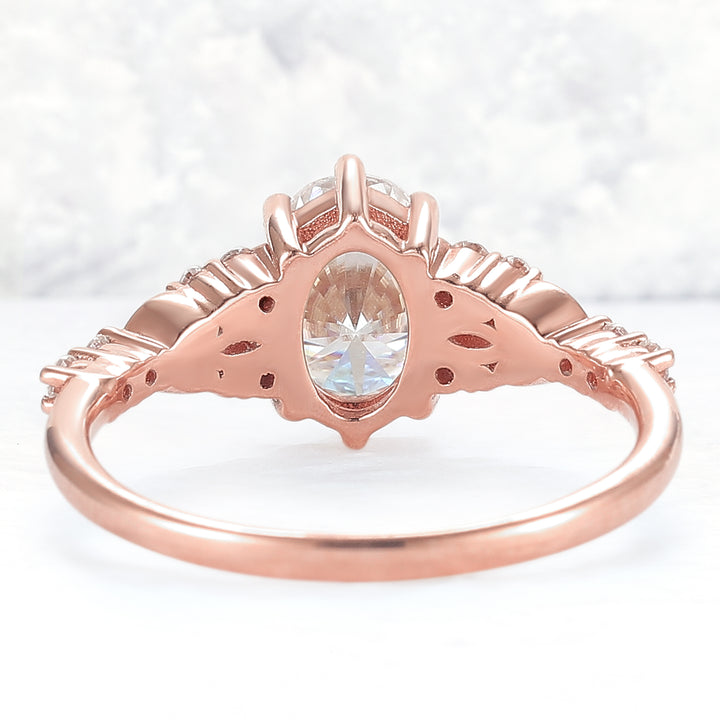 Cluster Oval Cut Moissanite Gemstone Ring