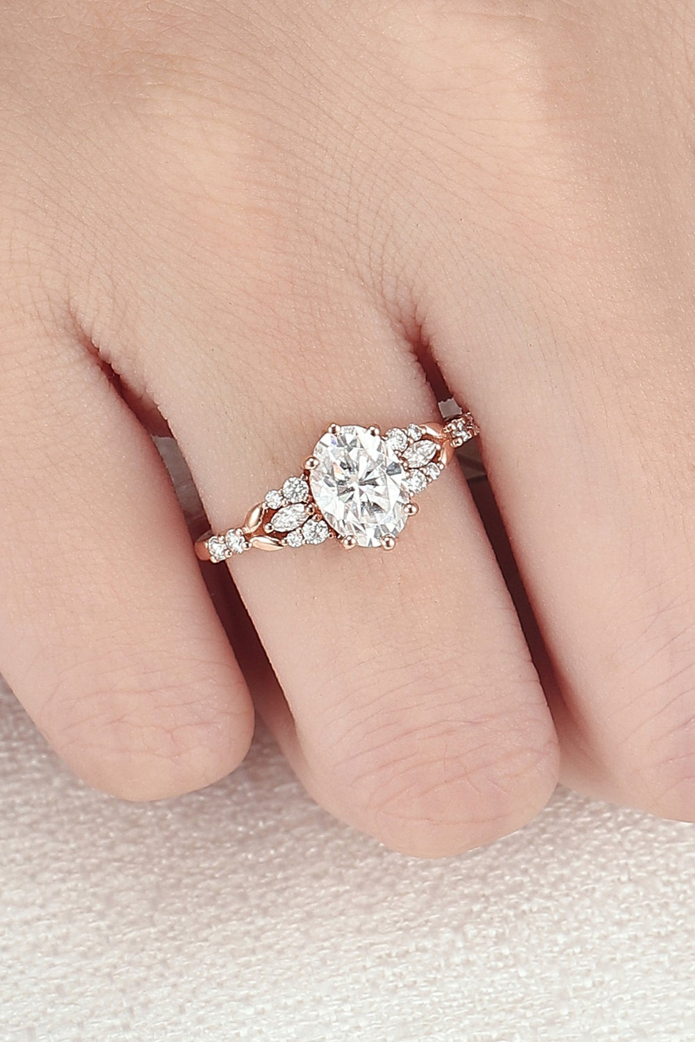 Cluster Oval Cut Moissanite Gemstone Ring