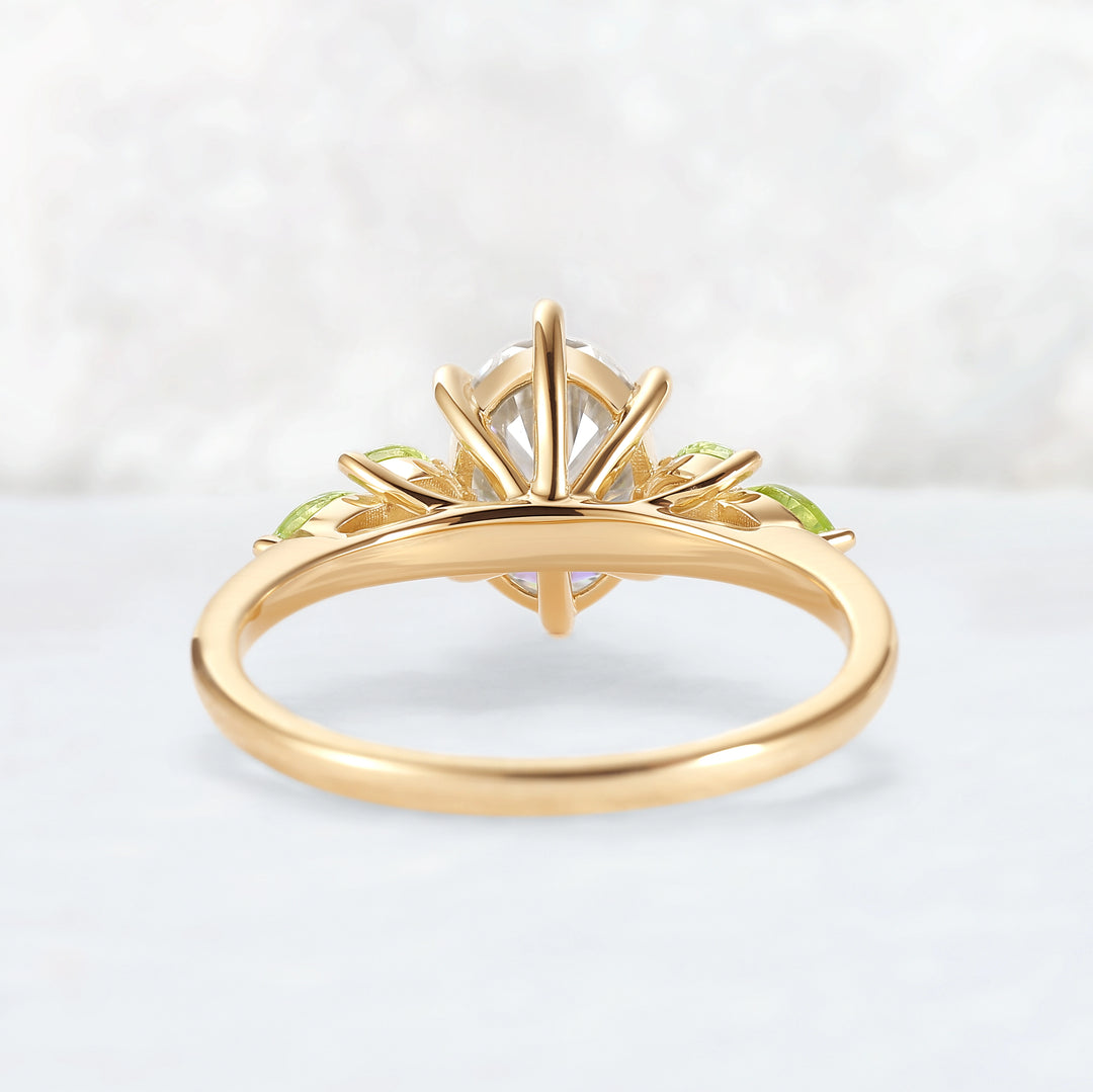 Cluster Oval Cut Moissanite Simple and Timeless Engagement Ring