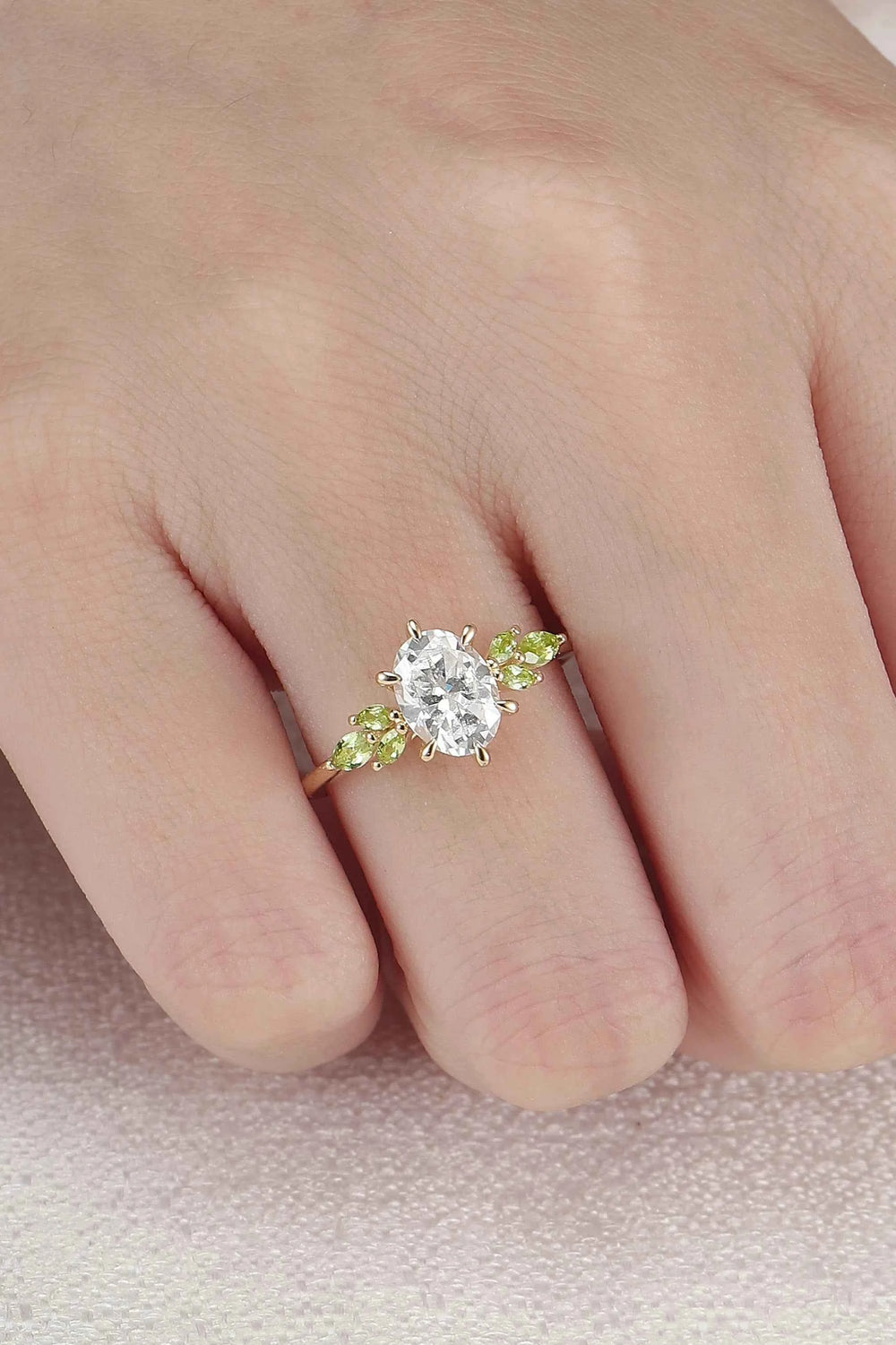 Cluster Oval Cut Moissanite Simple and Timeless Engagement Ring Set 2pcs