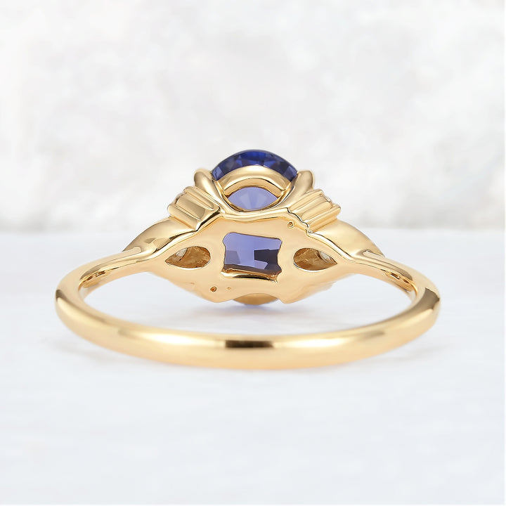 Cluster Oval Shaped Lab Cornflower Sapphire Gemstone Ring