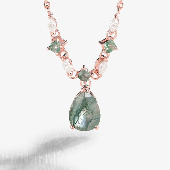 Cluster_Pear_Cut_Moss_Agate_and_Moissanite_Necklace_3