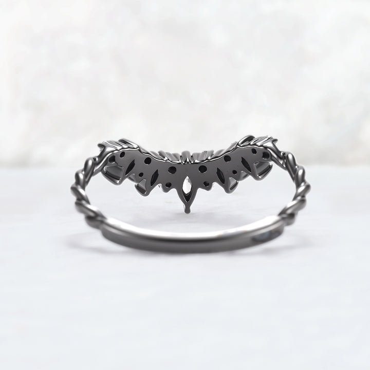 Curved Marquise Cut Moissanite Twig Ring Arm Wedding Ring
