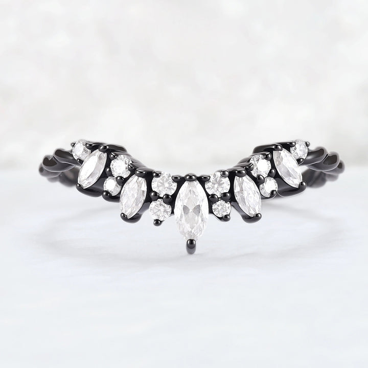  Curved Marquise Cut Moissanite Twig Ring Arm Wedding Ring