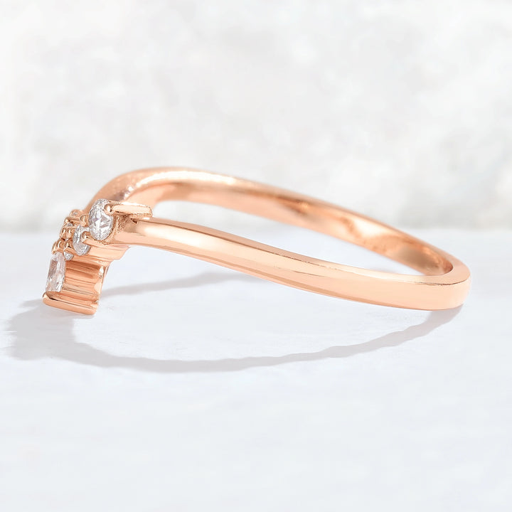 Curved Marquise Cut Moissanite Petal shape Stacking Ring