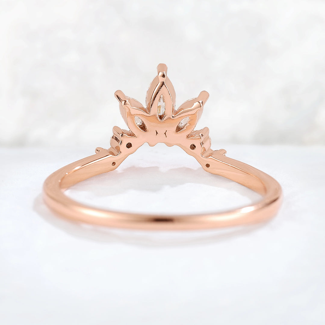 Curved Marquise Cut Moissanite Stacking Ring