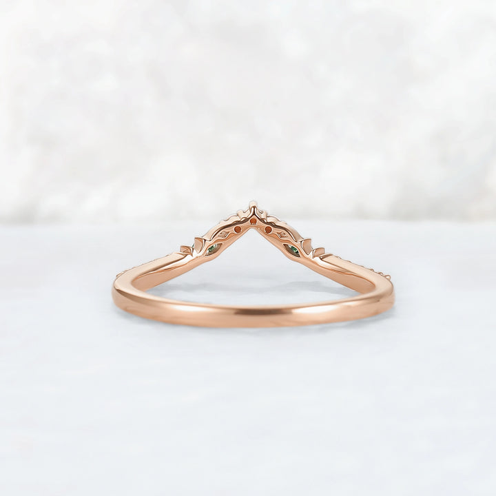 Curved Moss Agate & Opal Twig Wedding Band