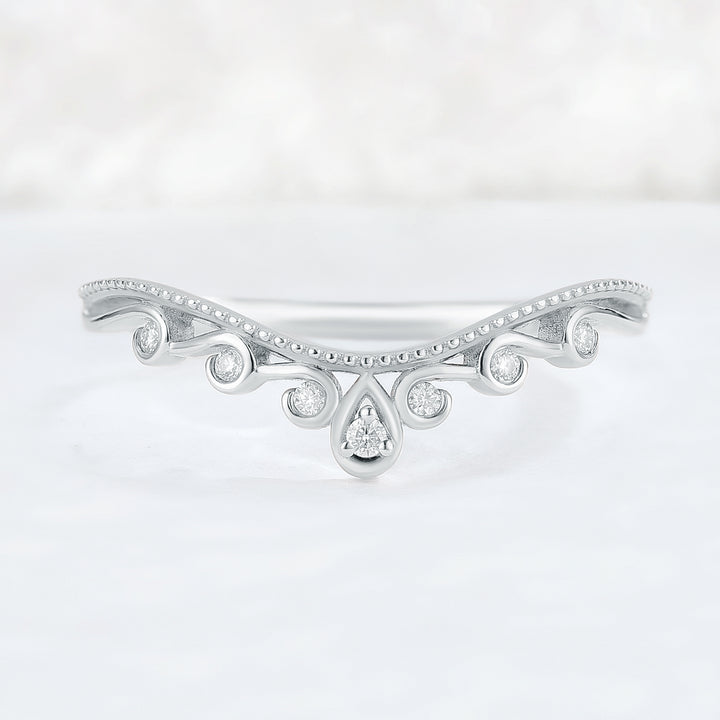 Curved Round Moissanite Vine Stacking Ring