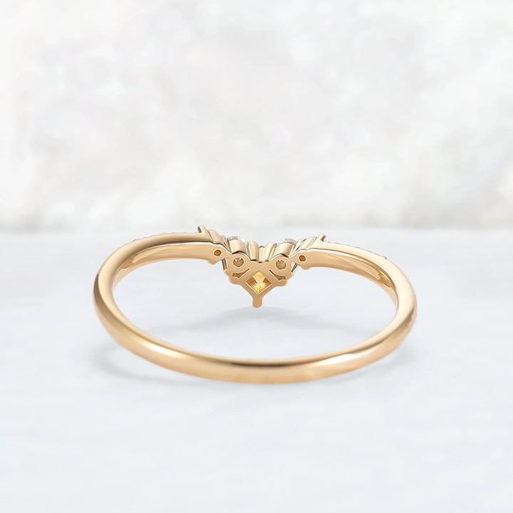 Curved Square Cut Citrine Stone Wedding Band