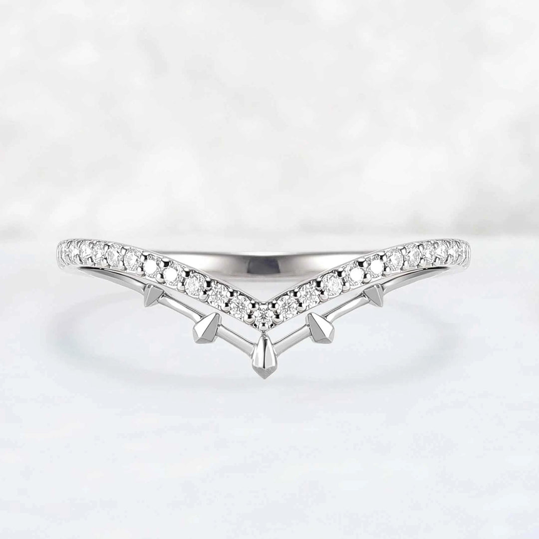 Curved White & Yellow Gold Wedding Ring Halloween Jewelry