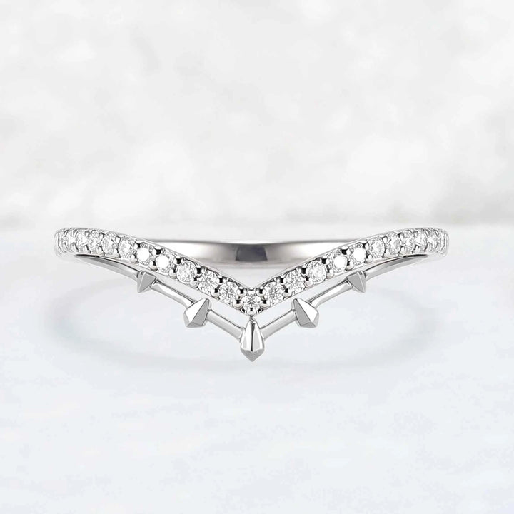 Curved White & Yellow Gold Wedding Ring Halloween Jewelry