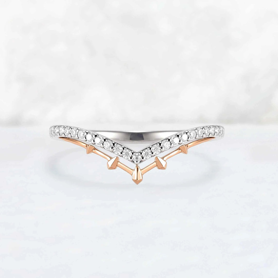Curved White & Yellow Gold Wedding Ring Halloween Jewelry