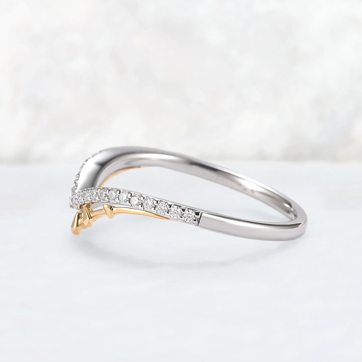 Curved White & Yellow Gold Wedding Ring Halloween Jewelry